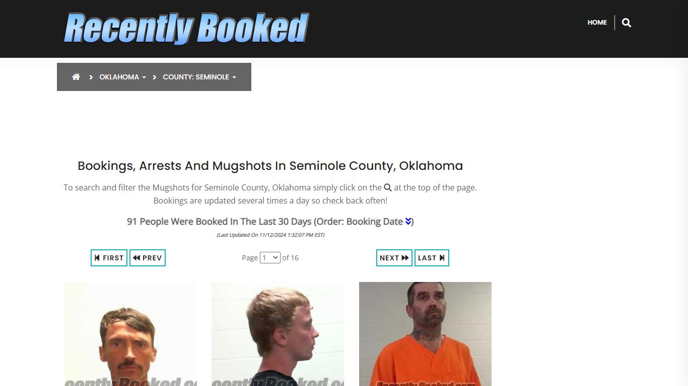 Bookings, Arrests and Mugshots in Seminole County, Oklahoma