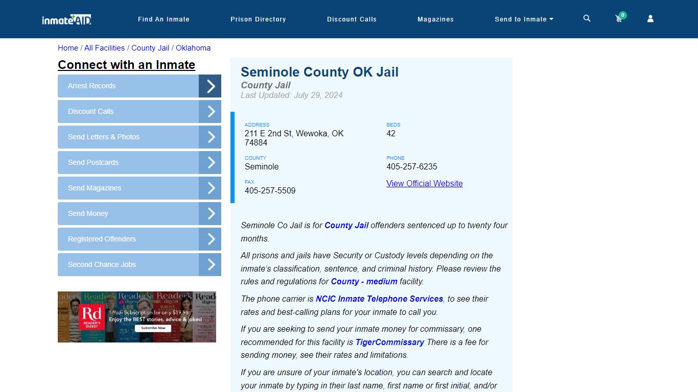 Seminole County OK Jail - Inmate Locator